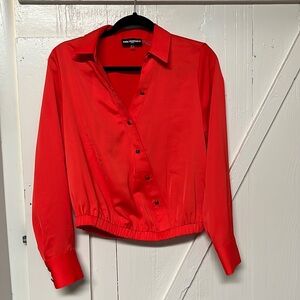 Karl Lagerfeld orange blouse buttons down front